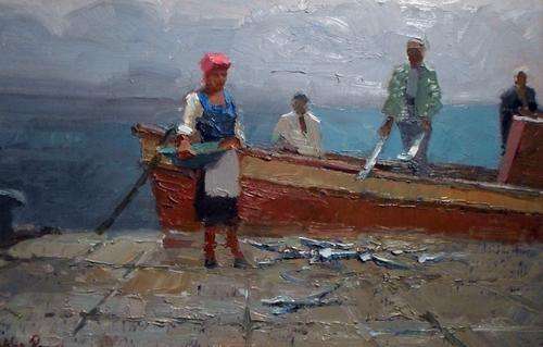 Mike Parsons - Hagling over the catch - Investment art at its finest!!  Bid now!!